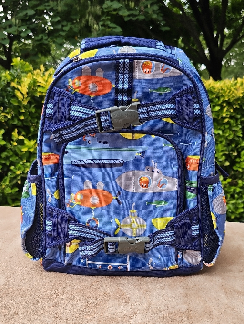 Pottery Barn Kids Blue Submarine Print Backpack